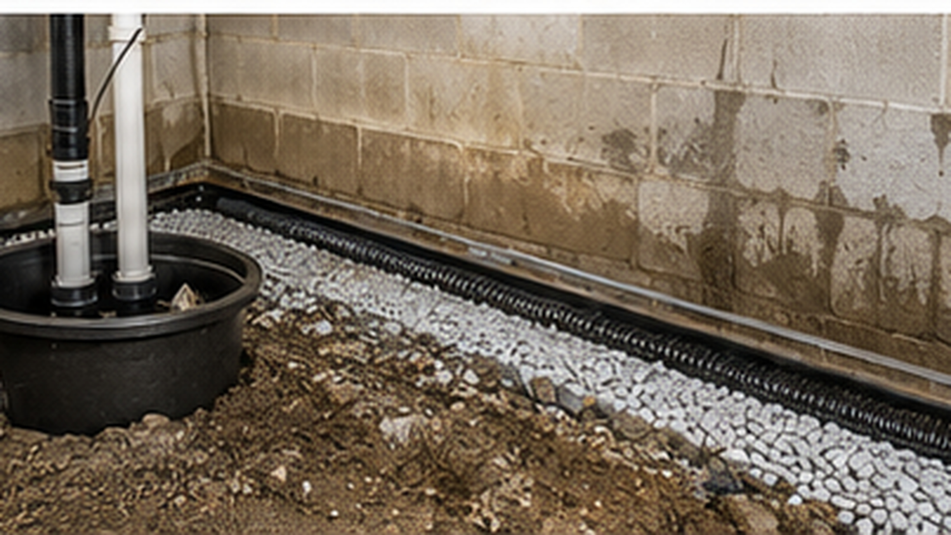 Sump pump and interior drainage channel installation